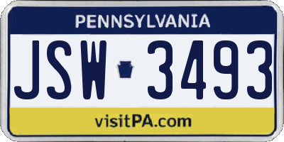 PA license plate JSW3493