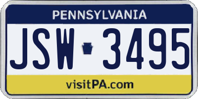 PA license plate JSW3495