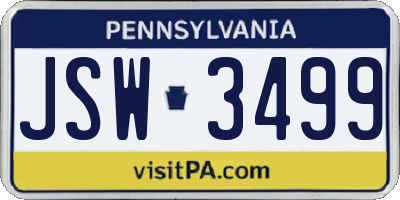 PA license plate JSW3499
