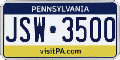 PA license plate JSW3500