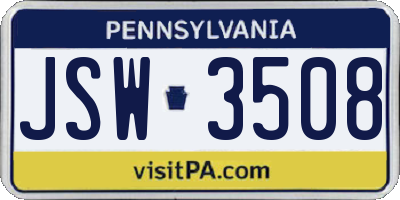 PA license plate JSW3508
