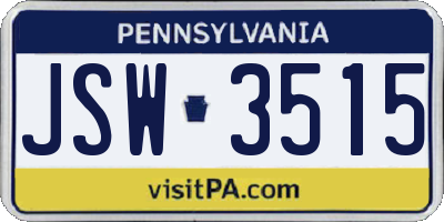 PA license plate JSW3515