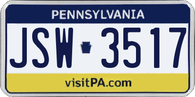 PA license plate JSW3517