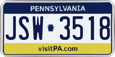 PA license plate JSW3518