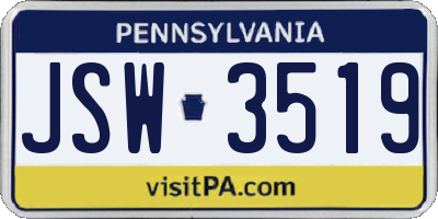 PA license plate JSW3519
