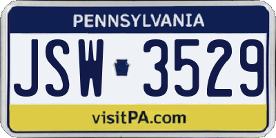 PA license plate JSW3529