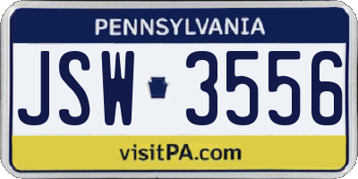 PA license plate JSW3556
