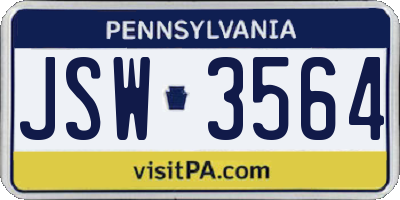 PA license plate JSW3564