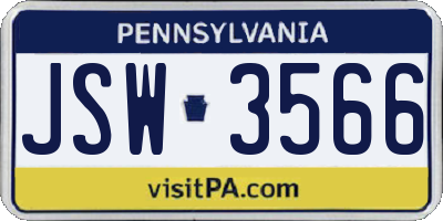 PA license plate JSW3566