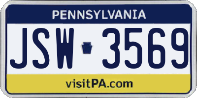 PA license plate JSW3569