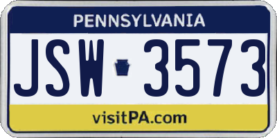 PA license plate JSW3573