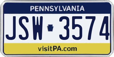 PA license plate JSW3574
