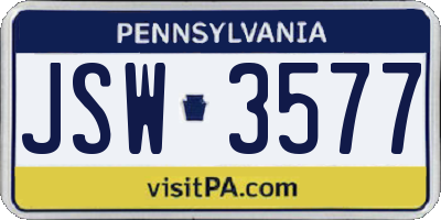 PA license plate JSW3577