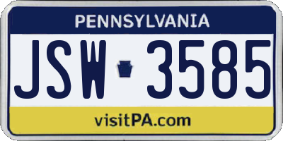 PA license plate JSW3585
