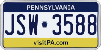 PA license plate JSW3588