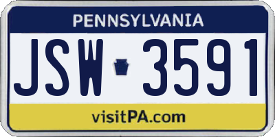 PA license plate JSW3591