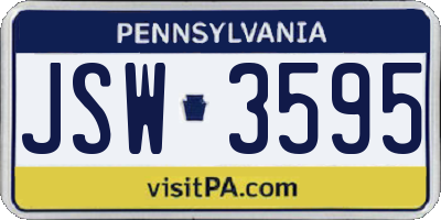 PA license plate JSW3595
