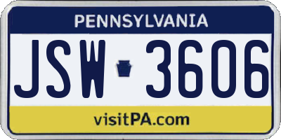 PA license plate JSW3606