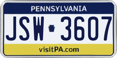 PA license plate JSW3607