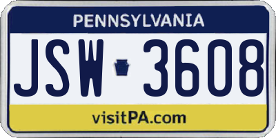 PA license plate JSW3608