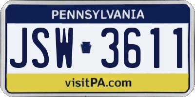 PA license plate JSW3611