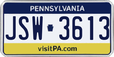 PA license plate JSW3613