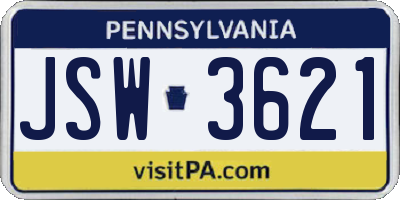 PA license plate JSW3621