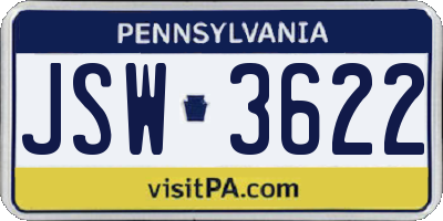 PA license plate JSW3622