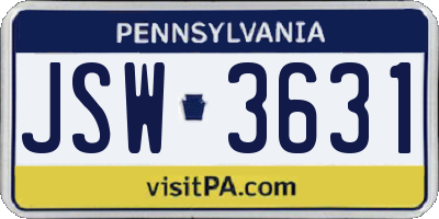 PA license plate JSW3631