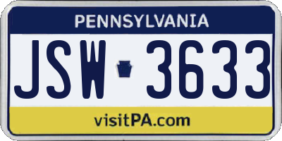 PA license plate JSW3633