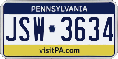 PA license plate JSW3634