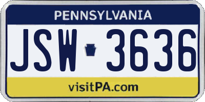 PA license plate JSW3636