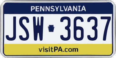 PA license plate JSW3637