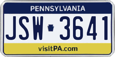 PA license plate JSW3641