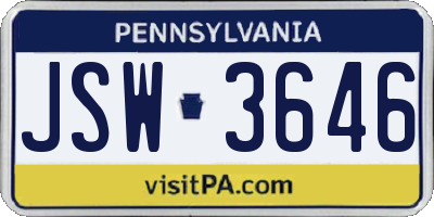 PA license plate JSW3646
