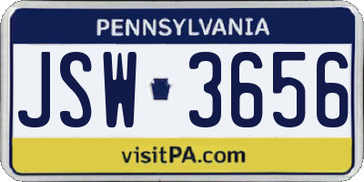 PA license plate JSW3656