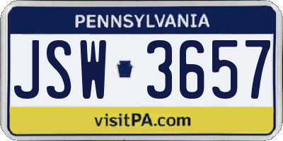 PA license plate JSW3657