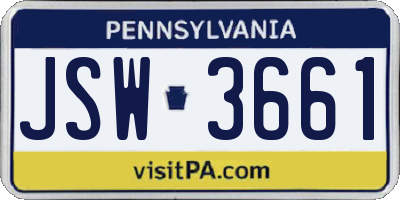 PA license plate JSW3661