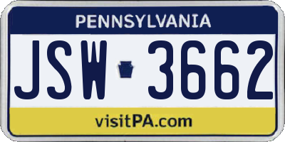PA license plate JSW3662