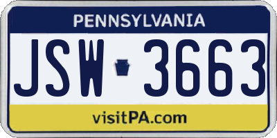 PA license plate JSW3663