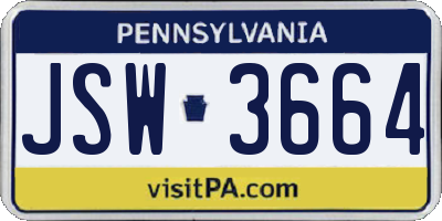 PA license plate JSW3664