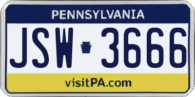 PA license plate JSW3666