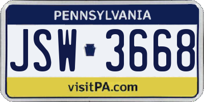 PA license plate JSW3668