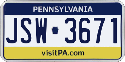 PA license plate JSW3671