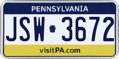 PA license plate JSW3672