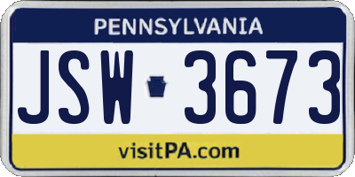 PA license plate JSW3673