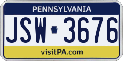 PA license plate JSW3676
