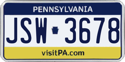 PA license plate JSW3678