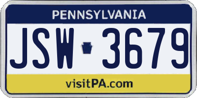 PA license plate JSW3679