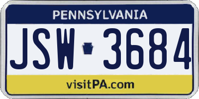 PA license plate JSW3684